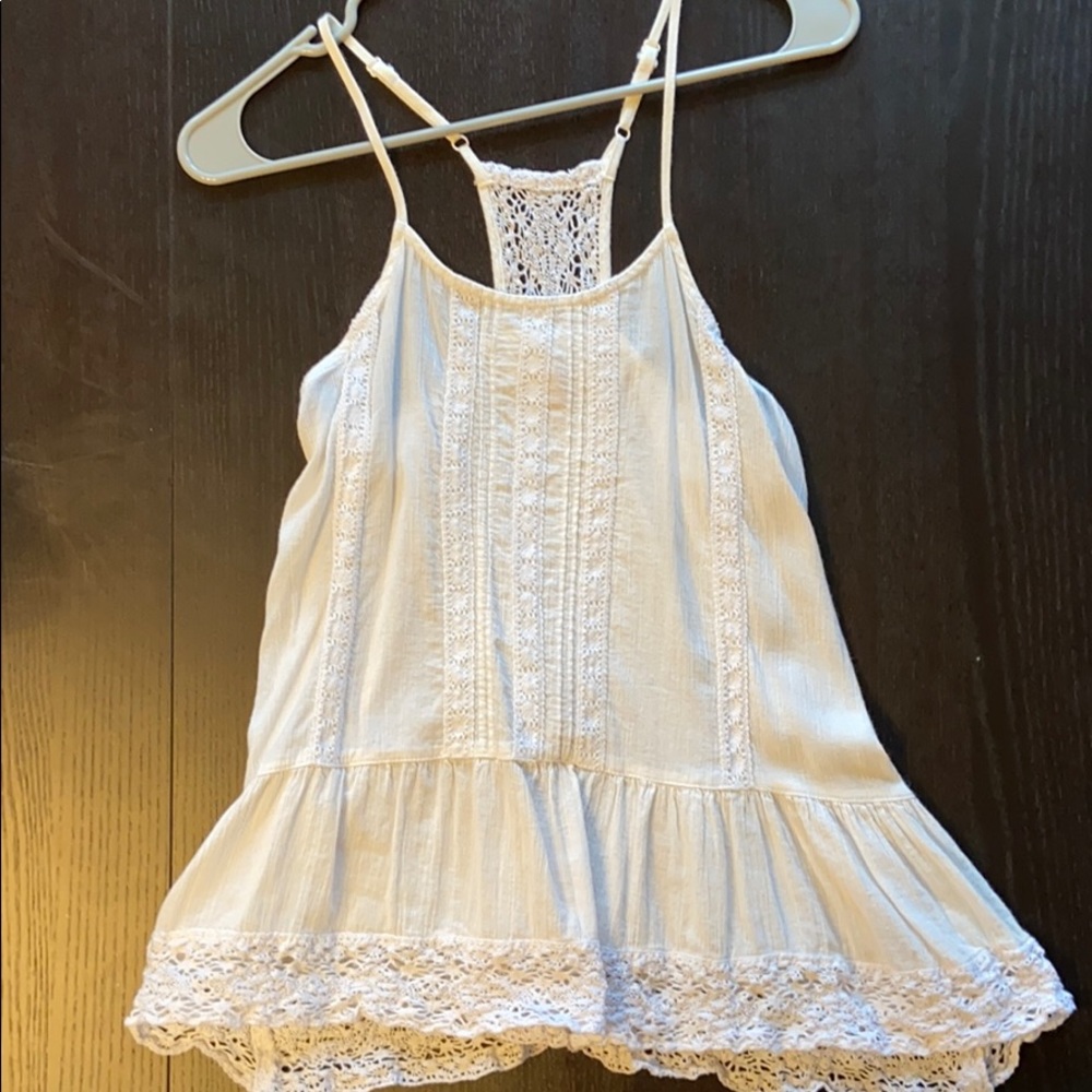 White cute and girly spaghetti strap tank